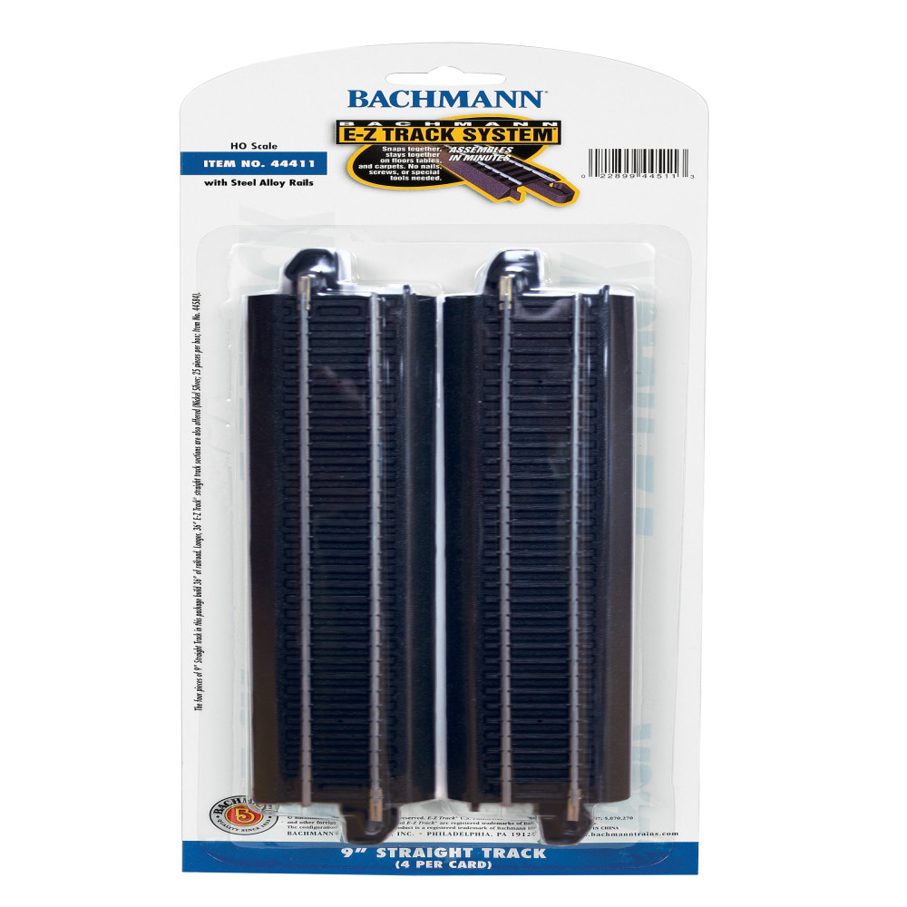 Bachmann Trains HO Scale 9" Straight Track - 4 Pack