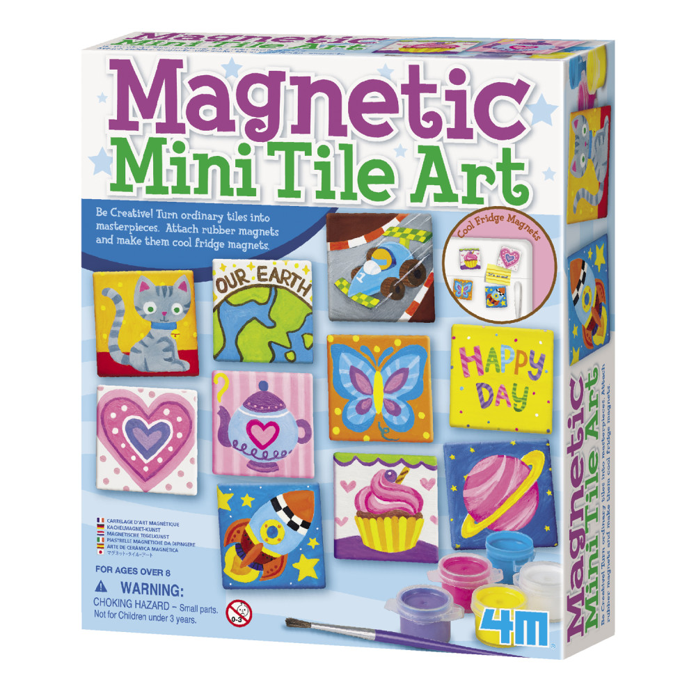 4M 4563 Magnetic Mini Tile Art - DIY Paint Arts & Crafts Magnet Kit for Kids - Fridge, Locker, Party Favors, Craft Project Gifts for Boys & Girls