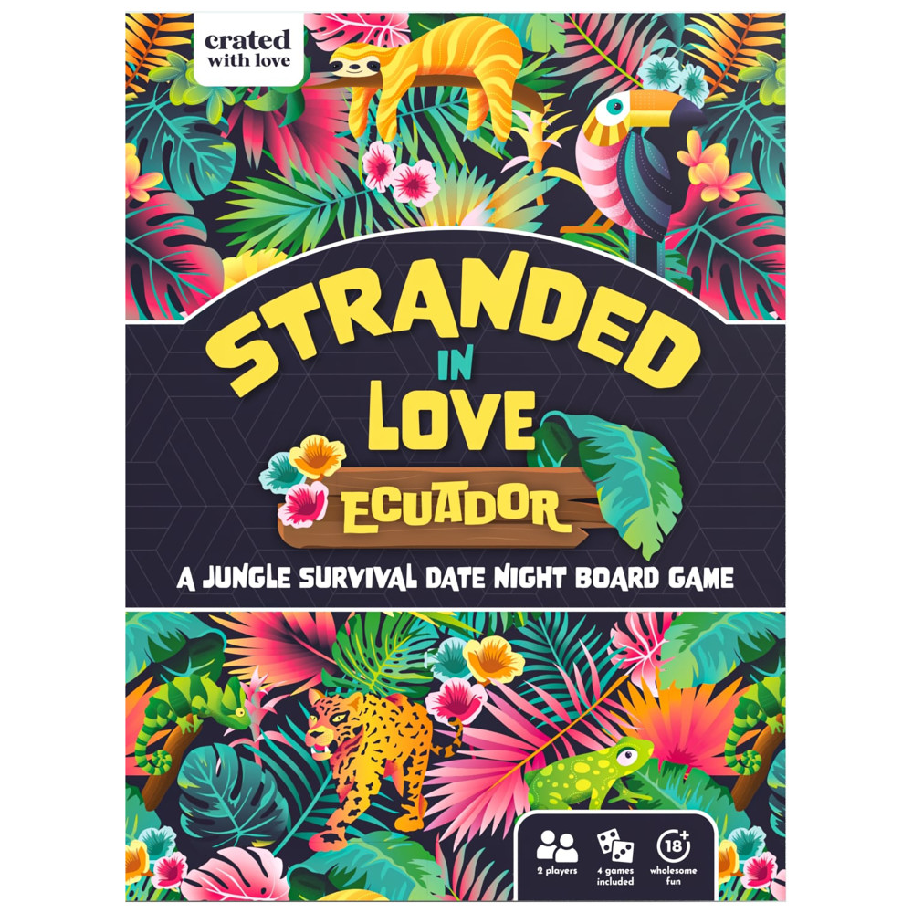 Crated With Love: Stranded In Love: Ecuador - A Jungle Themed Survival Date Night Board Game, 4 Two-Player Games