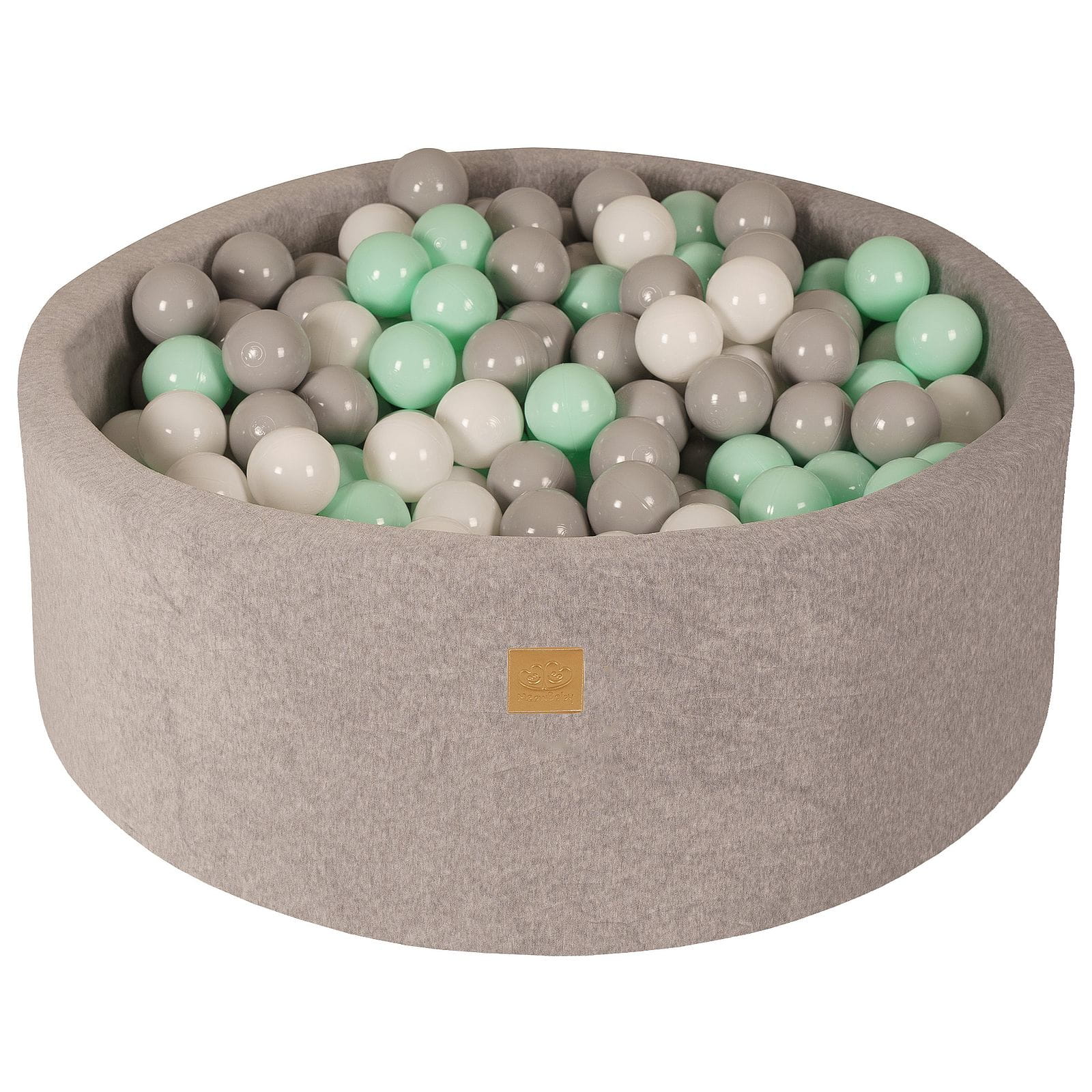 MEOW BABY Ball Pit with 200 Balls 2.75in Included for Toddlers - Baby Soft Foam Round Playpen, Velvet, Light Gray: White/Gray/Mint