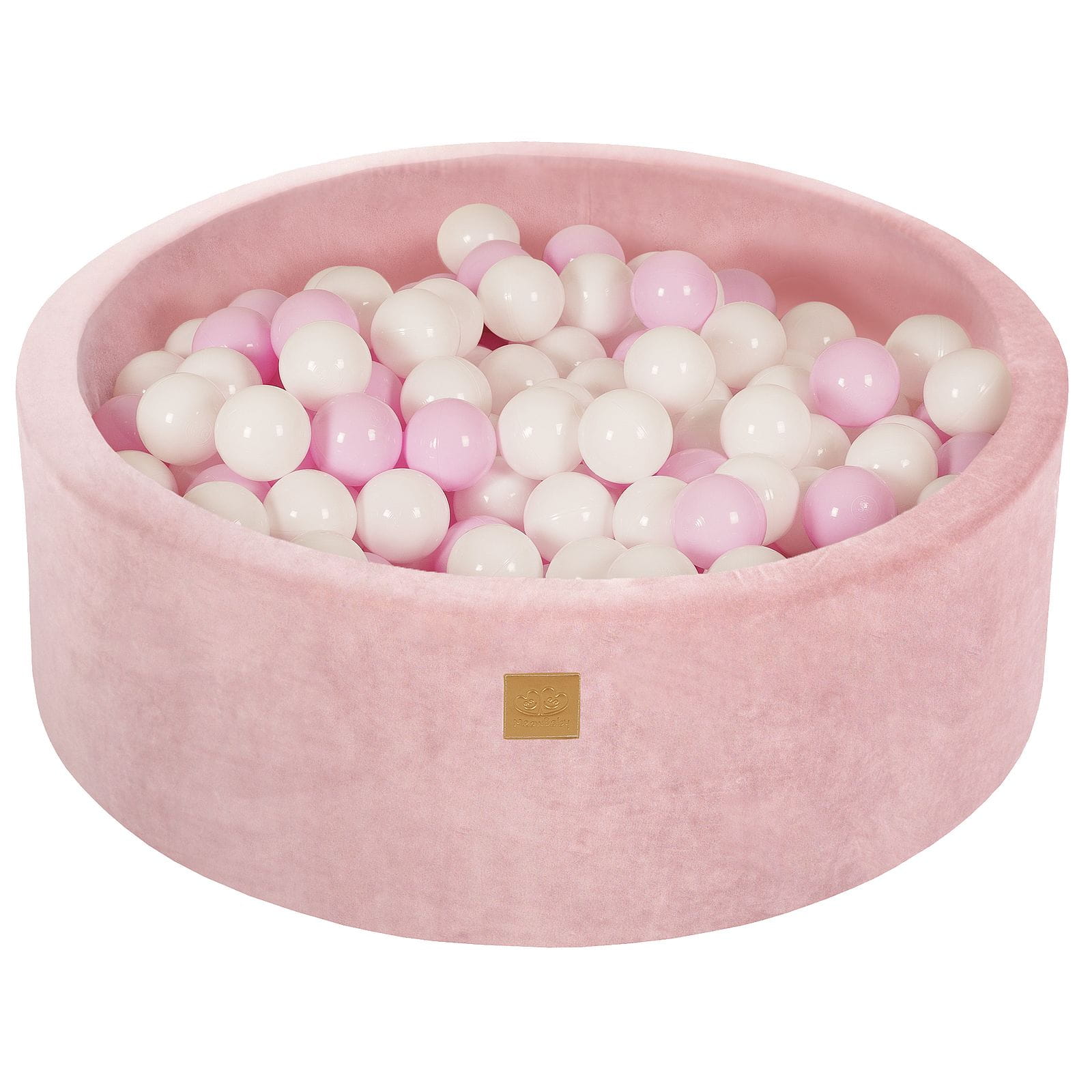 MEOW BABY Ball Pit with 200 Balls 2.75in Included for Toddlers - Baby Soft Foam Round Playpen, Velvet, Powder Pink: White/Pastel Pink