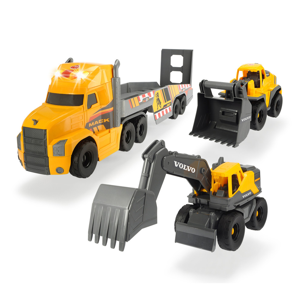 Dickie Toys - 28 Inch Mack Truck With 2 Volvo Construction Trucks