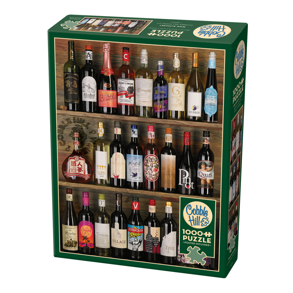 Cobble Hill 1000 Piece Puzzle: Wine Alphabet - Reference Poster Included, High Quality Jigsaw, Earth Friendly Materials