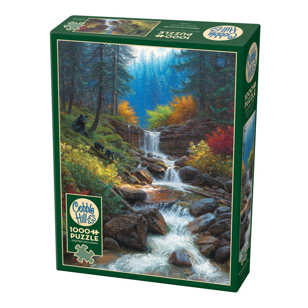 Cobble Hill 1000 Piece Puzzle: Mountain Cascade - Reference Poster Included, High Quality Jigsaw, Earth Friendly