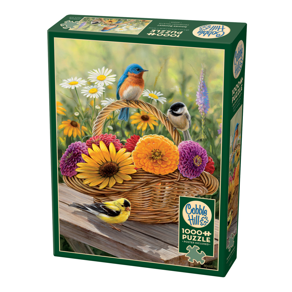 Cobble Hill 1000 Piece Puzzle: Summer Bouquet -Reference Poster Included, High Quality Jigsaw, Earth Friendly Materials