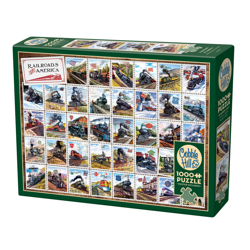 Cobble Hill 1000 Piece Puzzle: Railroads Of America - Reference Poster Included, High Quality Jigsaw, Earth Friendly