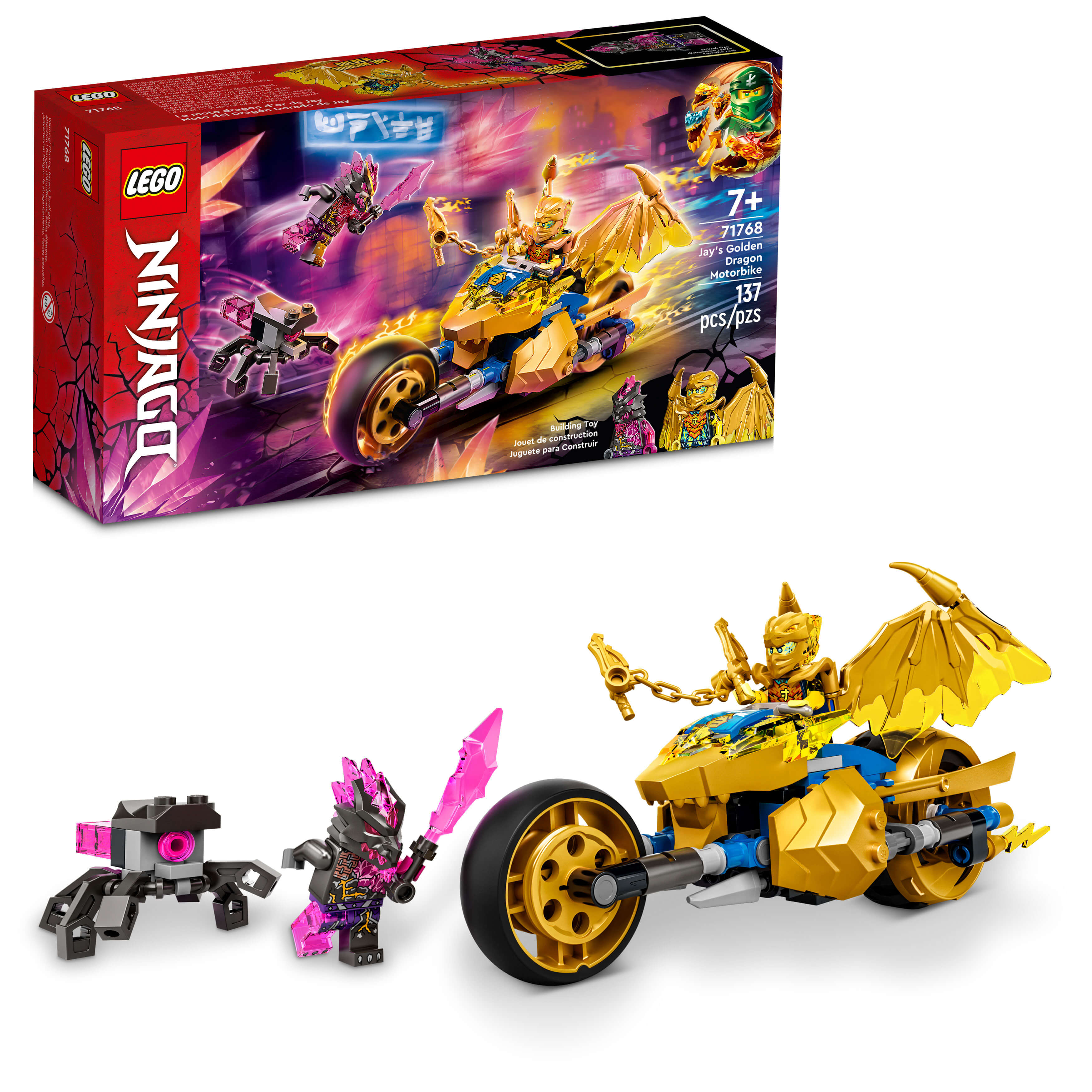 LEGO® NINJAGO Jays Golden Dragon Motorbike 71768 Building Kit (137 Pieces)