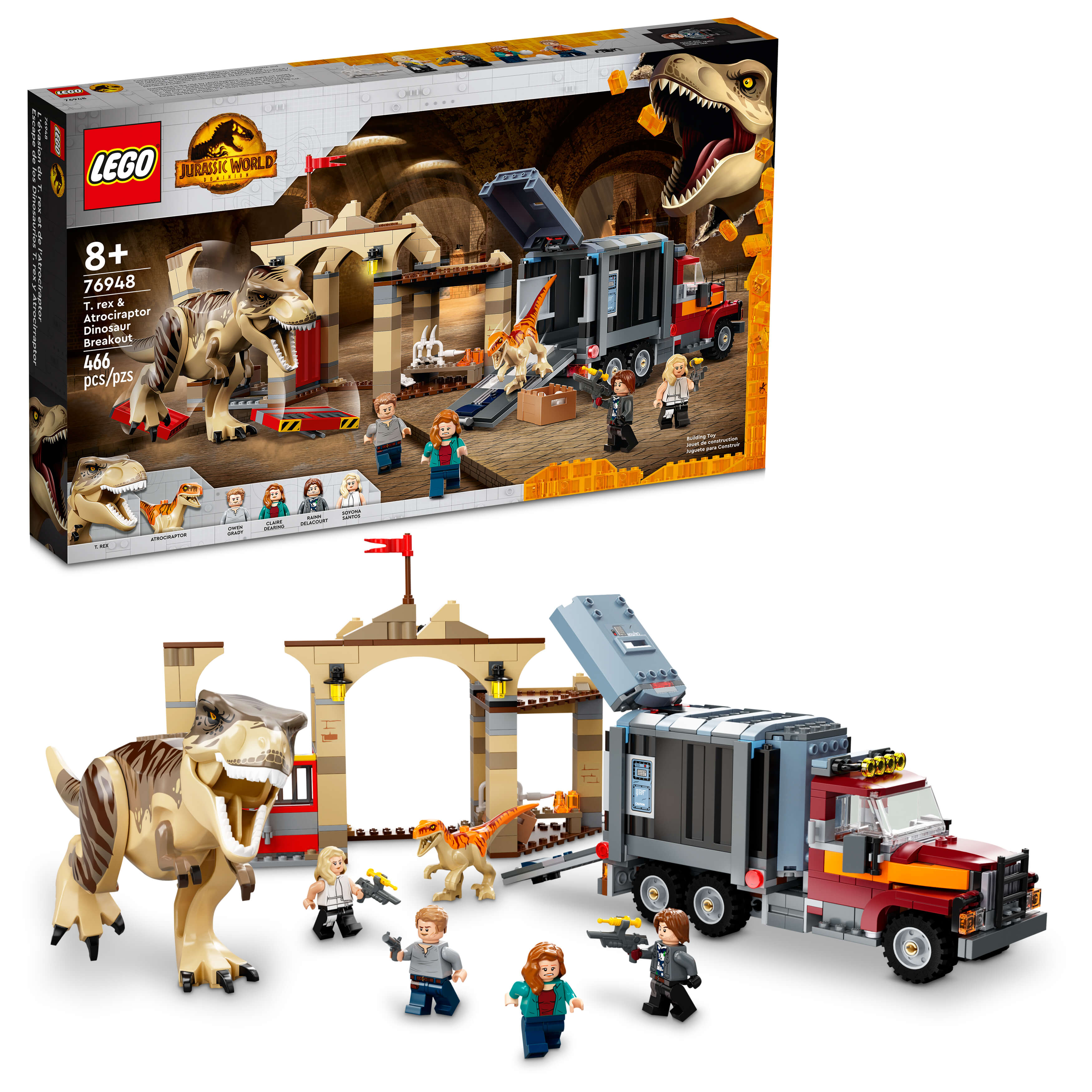 LEGO® Jurassic World T. rex & Atrociraptor Dinosaur Breakout 76948 (466 Pieces)