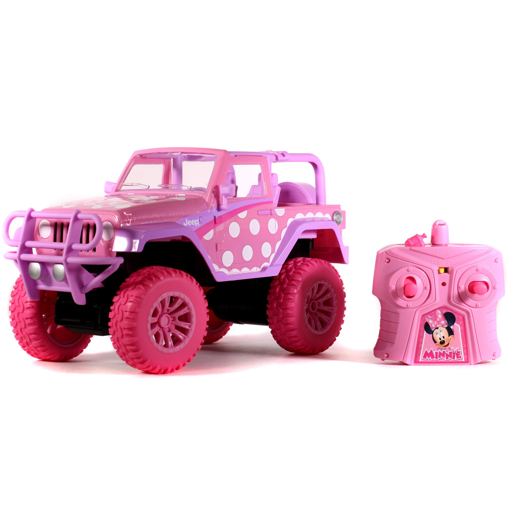Jada Toys - Disney Junior 1:16 Minnie Jeep Wrangler RC Remote Control Car, 2.4 GHz Pink Radio Control Cars