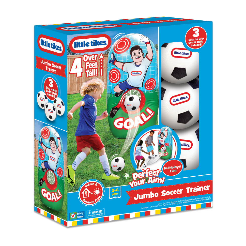 Little Tikes Jumbo Soccer Trainer Game for Kids w/ Inflatable Trainer & 3 Soccer Balls