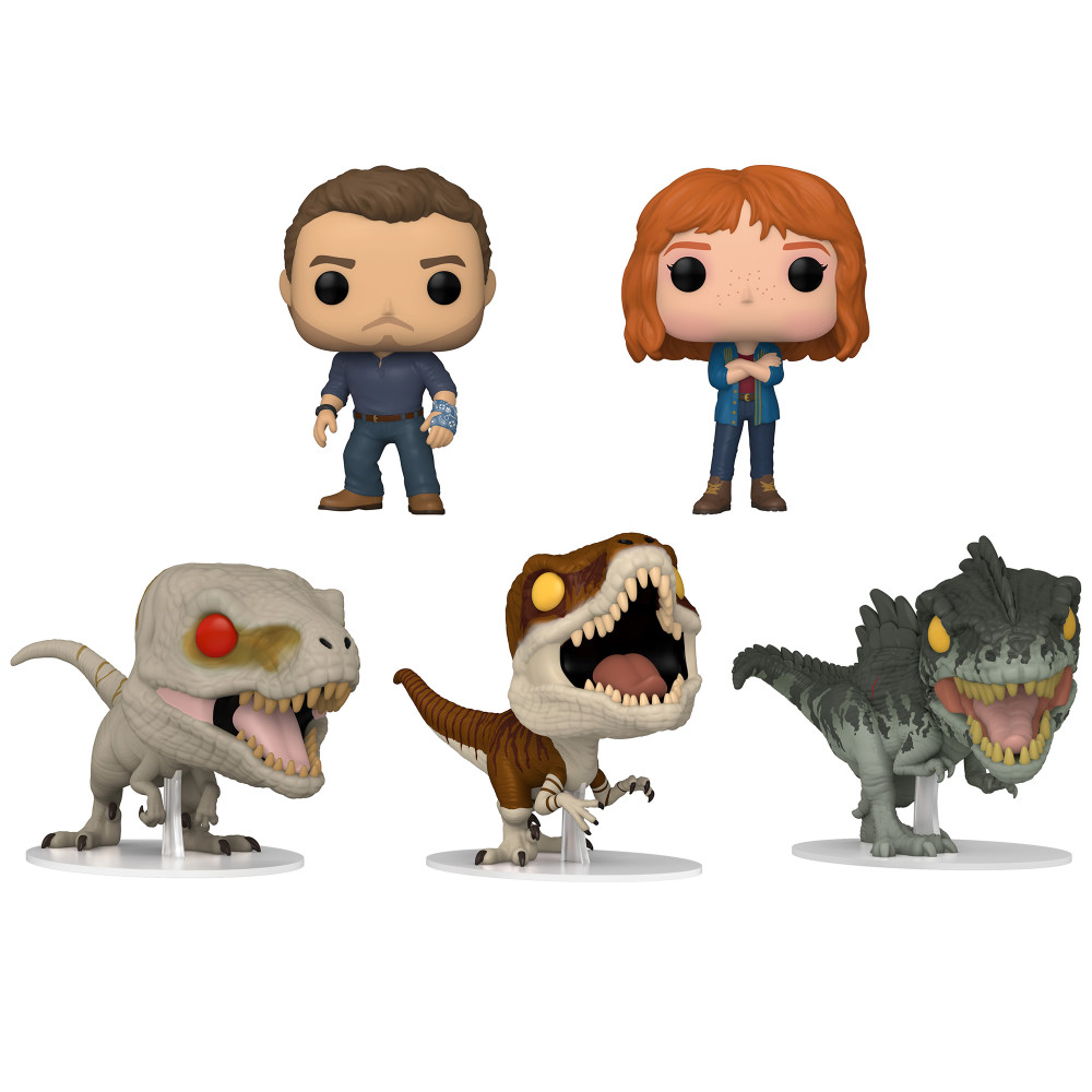 Funko Pop! Movies: Jurassic World 3 Dominion Collectors Set - 5 Figure Set: Ghost, Tiger, Gigaotosaurus, Owen Grady, Claire Dearing
