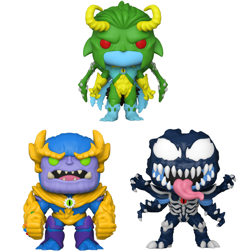 Funko Pop! Marvel: Mech Strike Monster Hunters Collectors Set - 3 Figure Set: Loki, Thanos, Venom