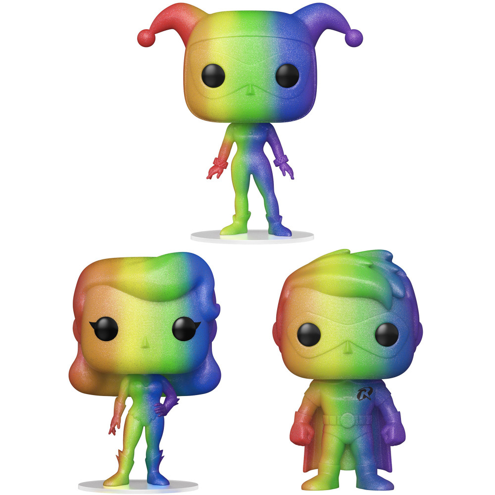 Funko Pop! Heroes: DC Pride Collectors Set - Rainbow Glitter 3 Figure Set: Harley Quinn, Poison Ivy, Robin