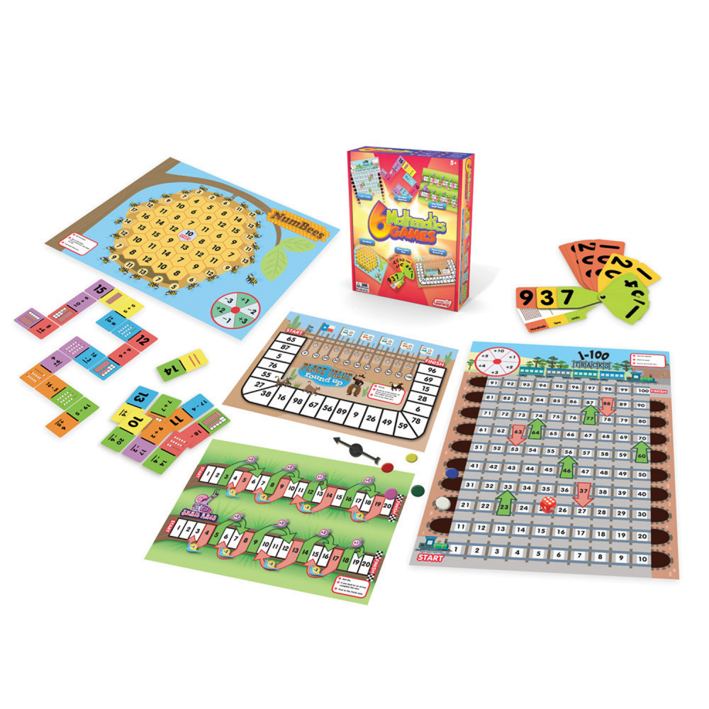 6 Mathematics Games Junior Learning Board Game for Ages 5-8 Grade 1 Grade 2 Learning, Math, Perfect for Home School, Educational Resources