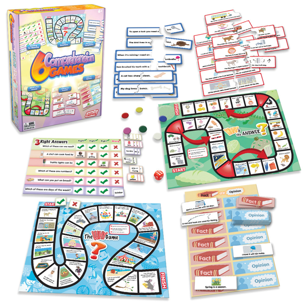 6 Comprehension Games Junior Learning Board Game for Ages 6-9+ Grade 2 Grade 3 Learning, Language Arts, Perfect for Home School, Educational Resources