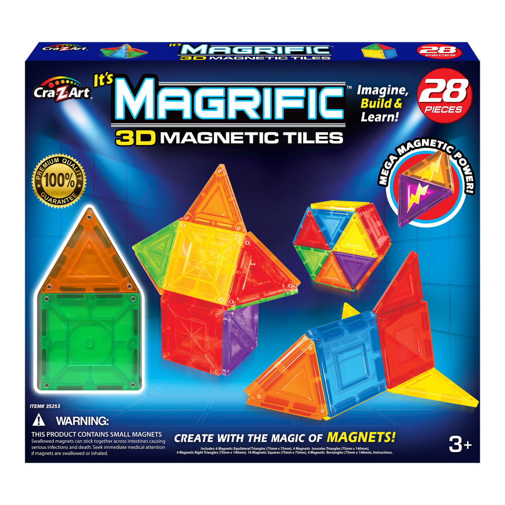 Cra-Z-Art Magrific 3D Magnetic Tiles - Magnetic Toy Set (28-Piece)
