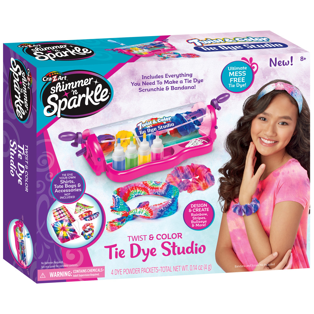 Shimmer 'N Sparkle: Twist & Color Tie Dye Studio - DIY Kit To Make A Tie Dye Scrunchie & Bandana, Cra-Z-Art Ages 8+
