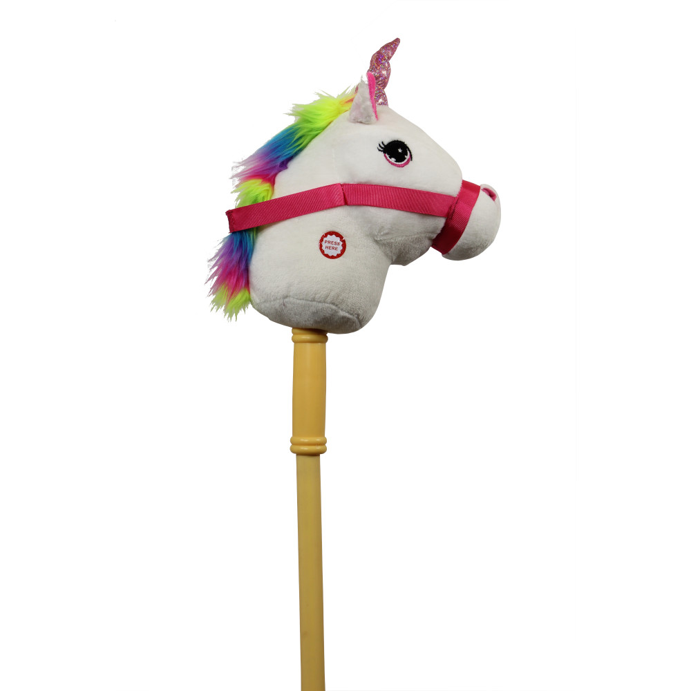 White Unicorn Stick Horse with sound