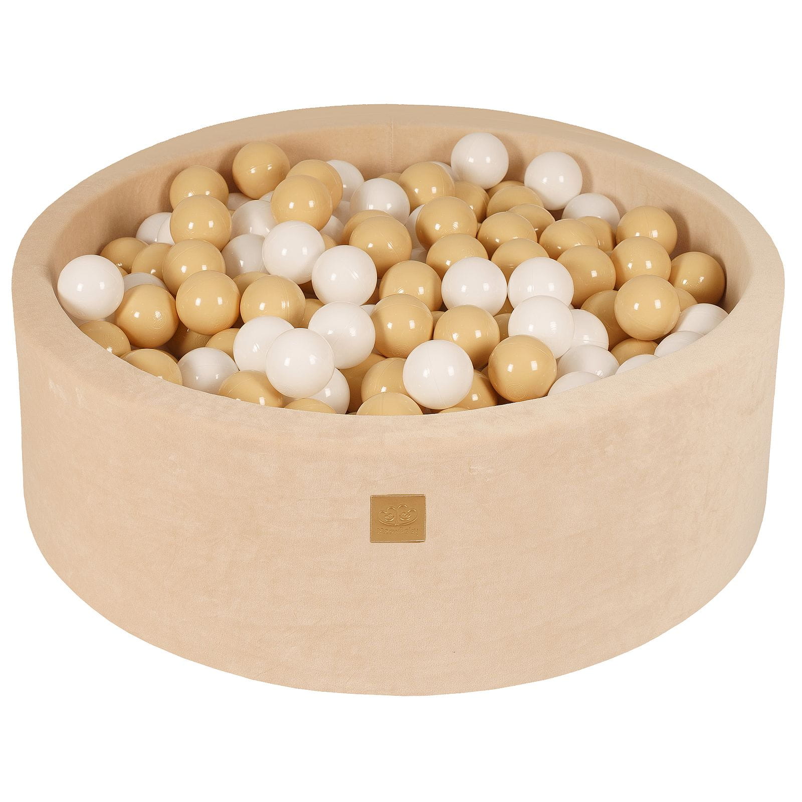 MEOW BABY Ball Pit with 200 Balls 2.75in Included for Toddlers - Baby Soft Foam Round Playpen, Velvet, Ecru: White/Beige