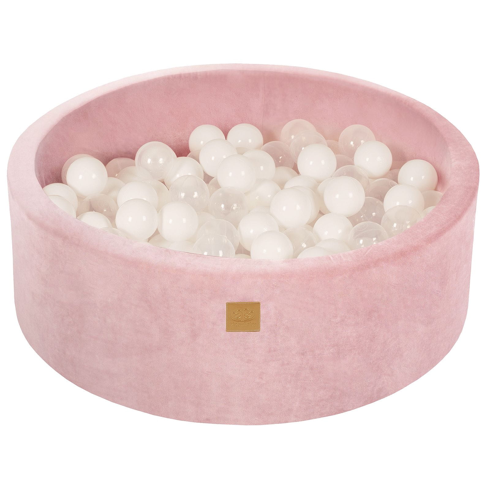 MEOW BABY Ball Pit with 200 Balls 2.75in Included for Toddlers - Baby Soft Foam Round Playpen, Velvet, Powder Pink: White/Transparent