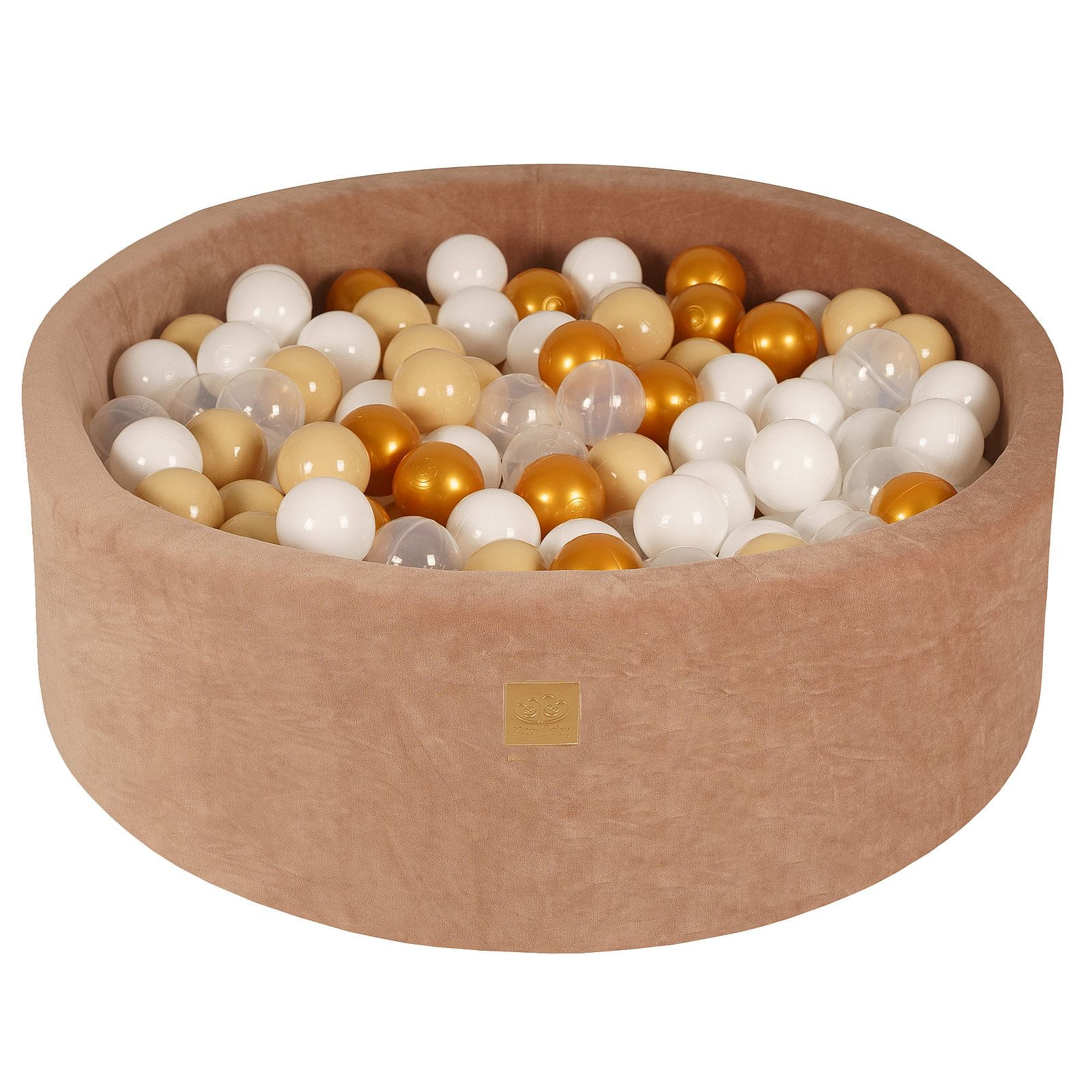 MEOW BABY Ball Pit with 200 Balls 2.75in Included for Toddlers - Baby Soft Foam Round Playpen, Velvet, Beige: Gold/Beige/White/Transparent
